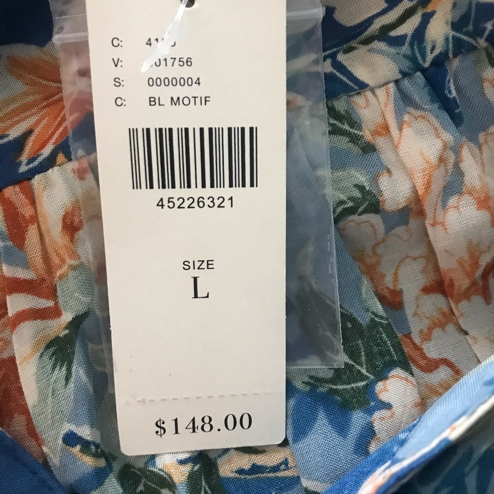 Tiny Blue Motif, Long Sleeve Knee-Length Dress, New with Tags - Picture 4 of 11